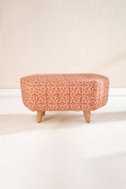 Hexa Long Pouffe in Shifted Flower Tile Fabric