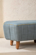 Upholstered Bundle Hexa Long Pouffe in Raffia Misty Grey Fabric