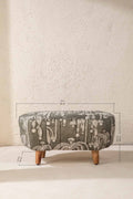Upholstered Bundle Hexa Long Pouffe in Toddy Palm Moss Grey Fabric