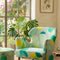 Winged Accent Chair in Chasing Monsoon Fabric