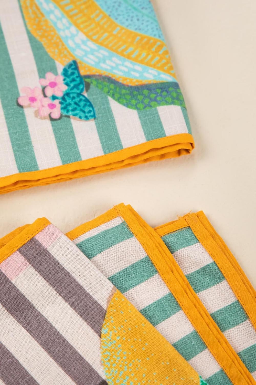 NAPKINS Keora Stripers Honey Bloom Dinner Napkin (Set Of 4)
