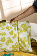 PILLOWS & SHAMS Inky Blossom Spring Yellow Pillow Cover Set (Set of 2)
