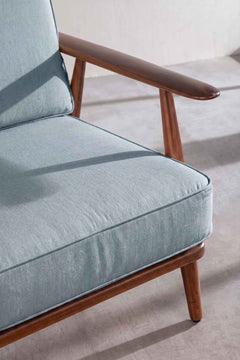 Upholstered Bundle Inni Accent Chair in Raffia Misty Grey Fabric