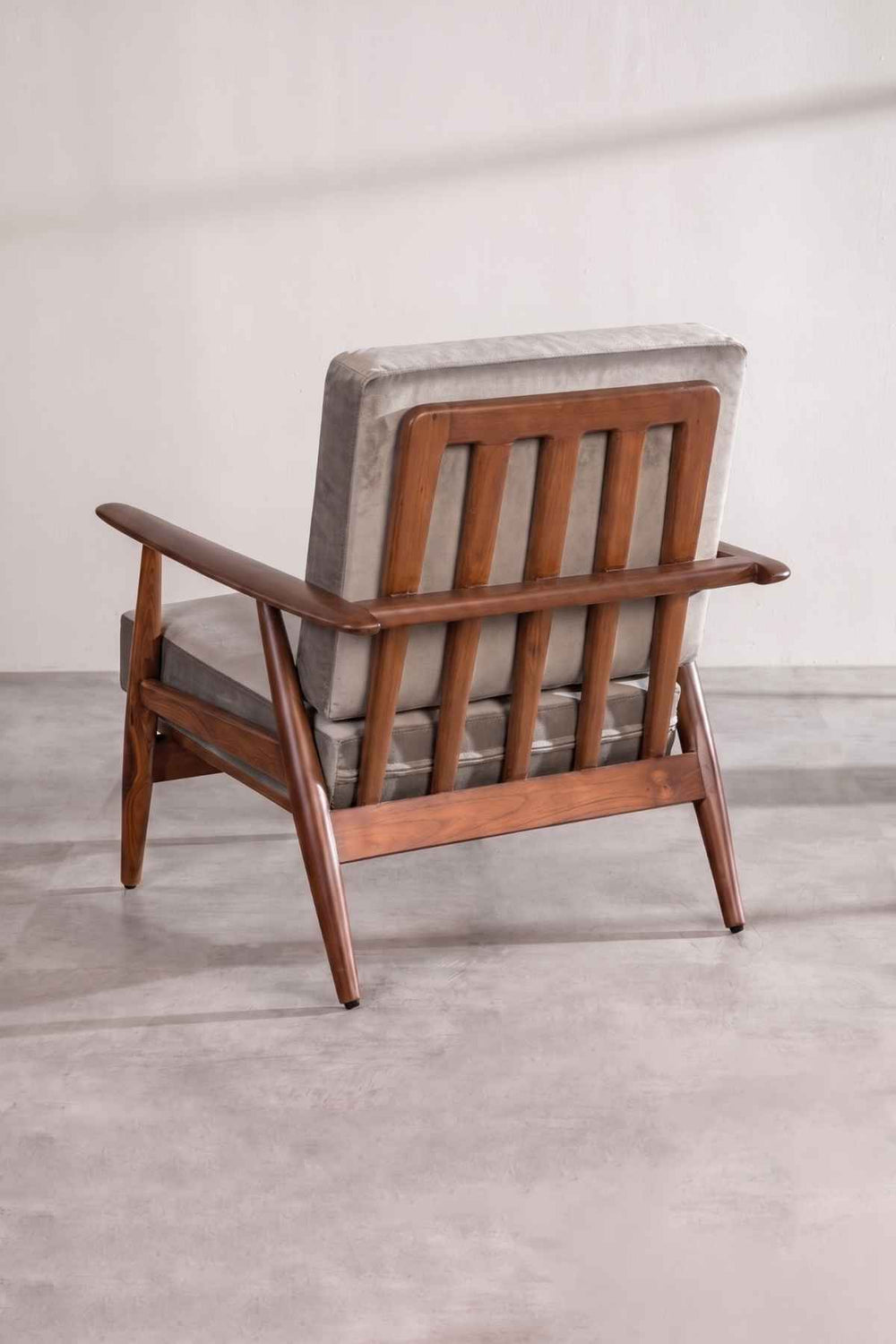 Upholstered Bundle Inni Accent Chair in Silver Velvet Fabric