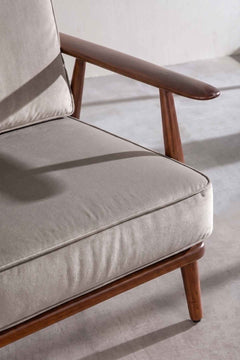 Upholstered Bundle Inni Accent Chair in Silver Velvet Fabric