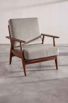 Upholstered Bundle Inni Accent Chair in Silver Velvet Fabric