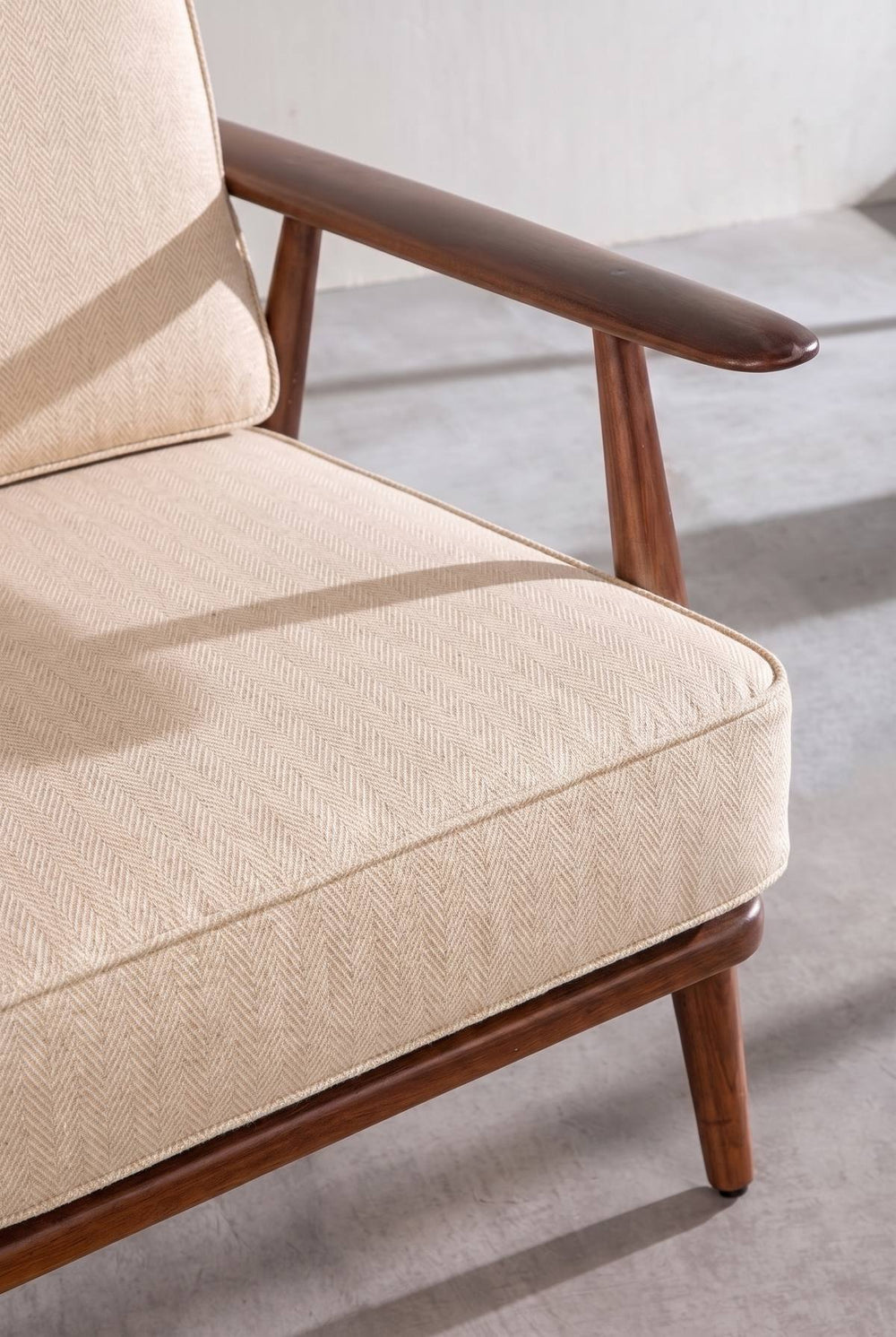 Upholstered Bundle Inni Accent Chair in Golden Sand Fabric