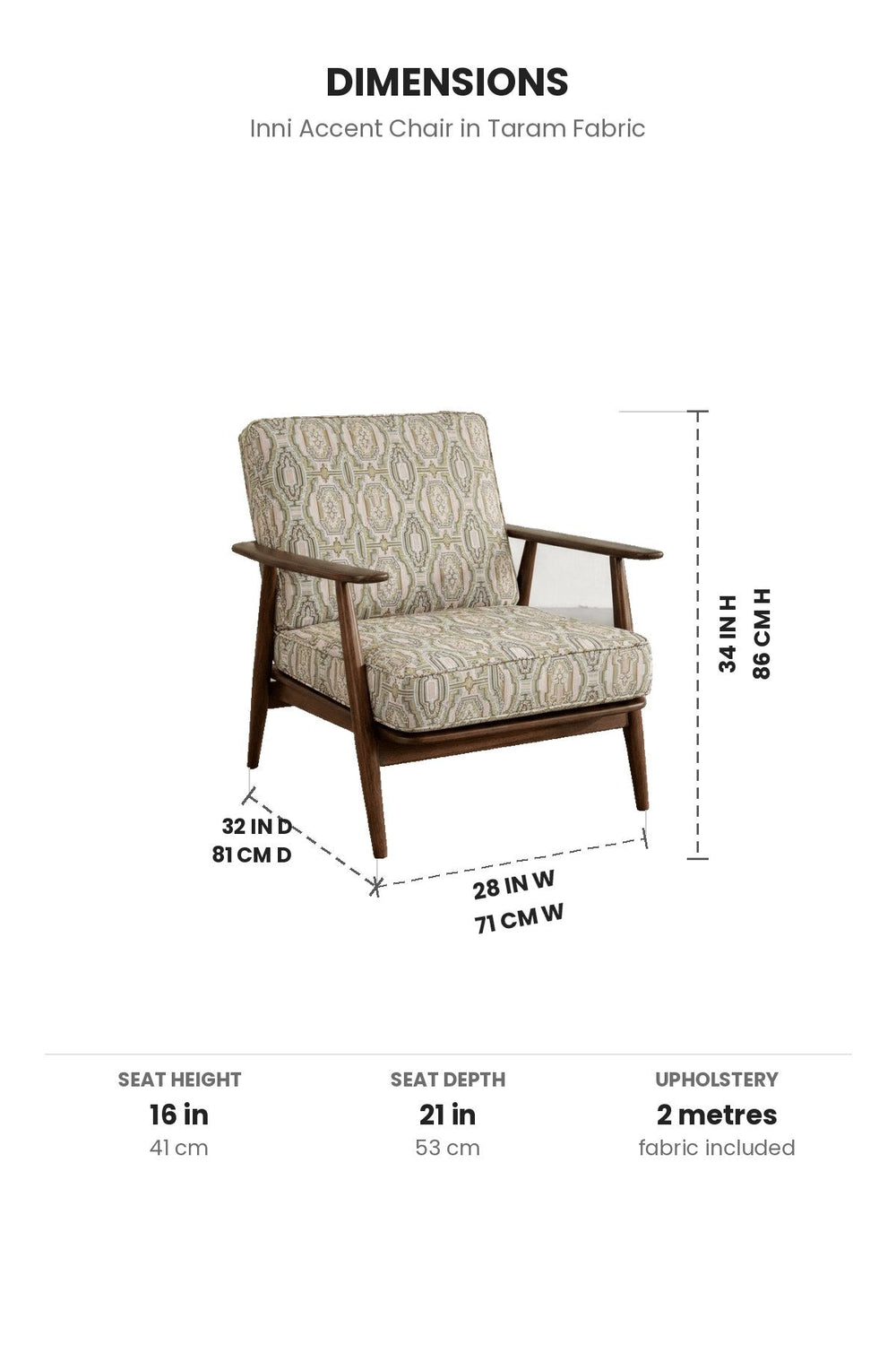 Upholstered Bundle Inni Accent Chair in Taram Fabric