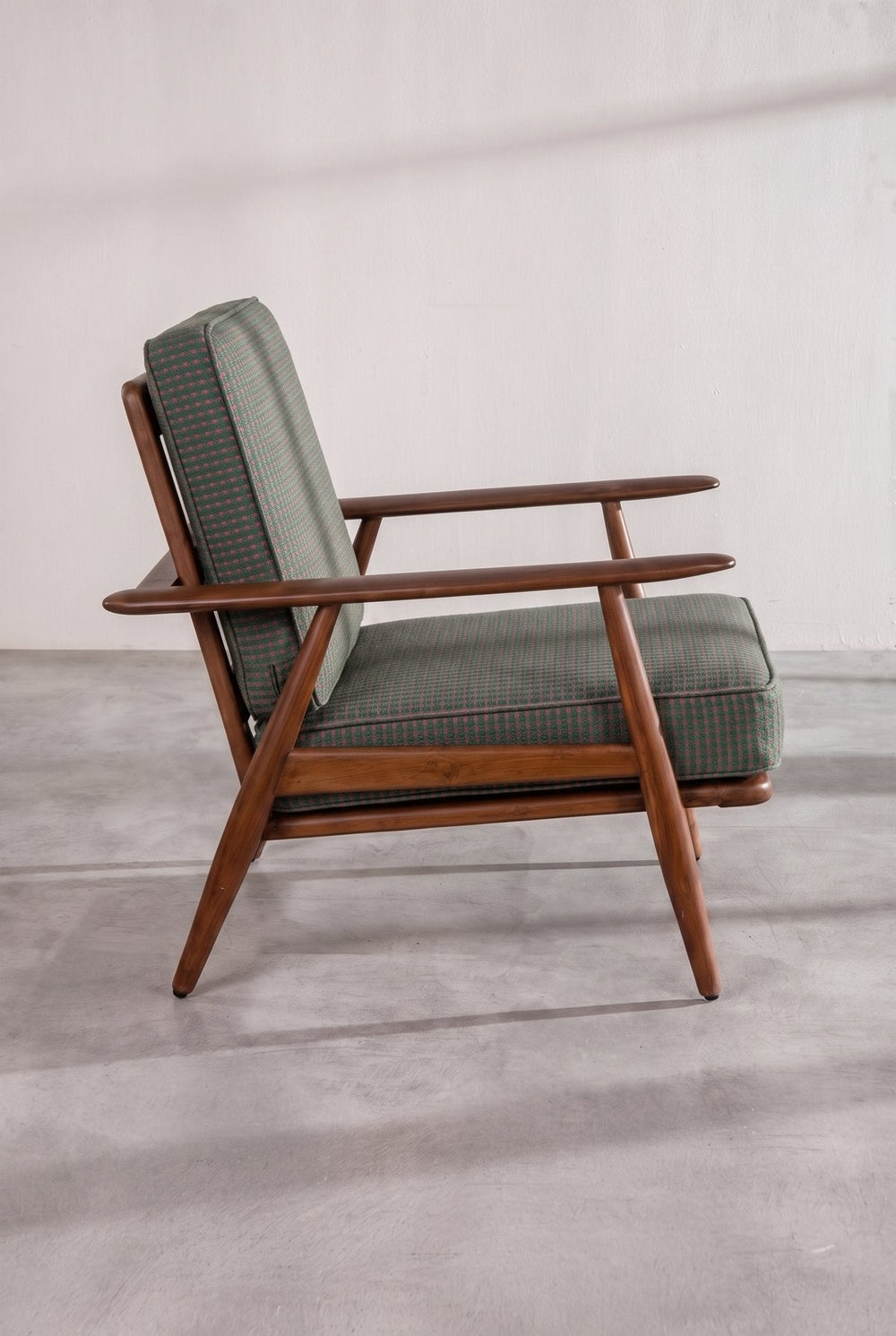 Upholstered Bundle Inni Accent Chair in Code Shadow Plum Green Fabric