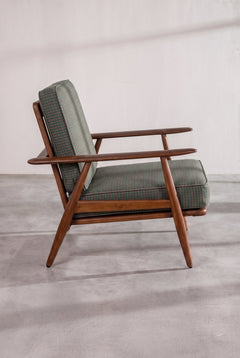 Upholstered Bundle Inni Accent Chair in Code Shadow Plum Green Fabric