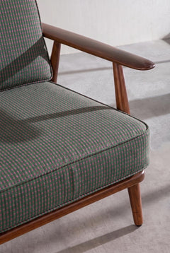 Upholstered Bundle Inni Accent Chair in Code Shadow Plum Green Fabric