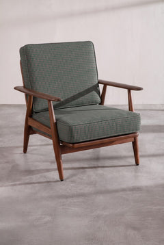 Upholstered Bundle Inni Accent Chair in Code Shadow Plum Green Fabric