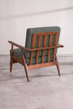 Upholstered Bundle Inni Accent Chair in Code Shadow Plum Green Fabric