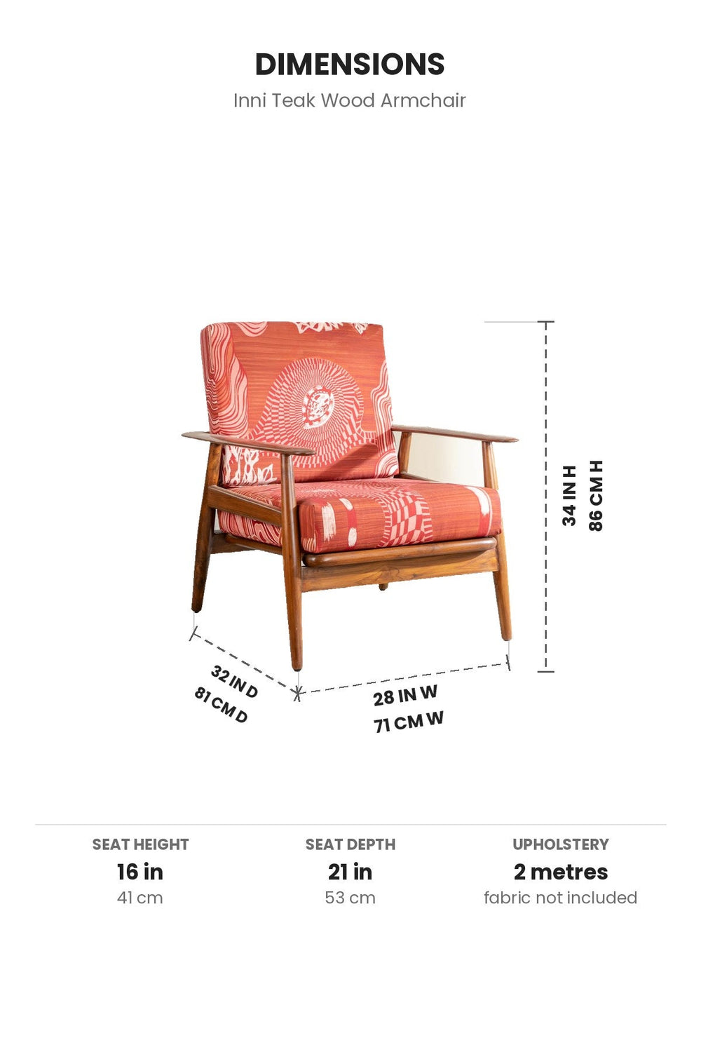 ARMCHAIRS & ACCENTS Inni Teak Wood Armchair