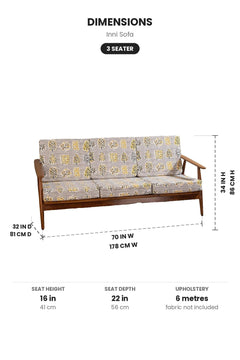 SOFAS Inni Teak Wood Three Seater