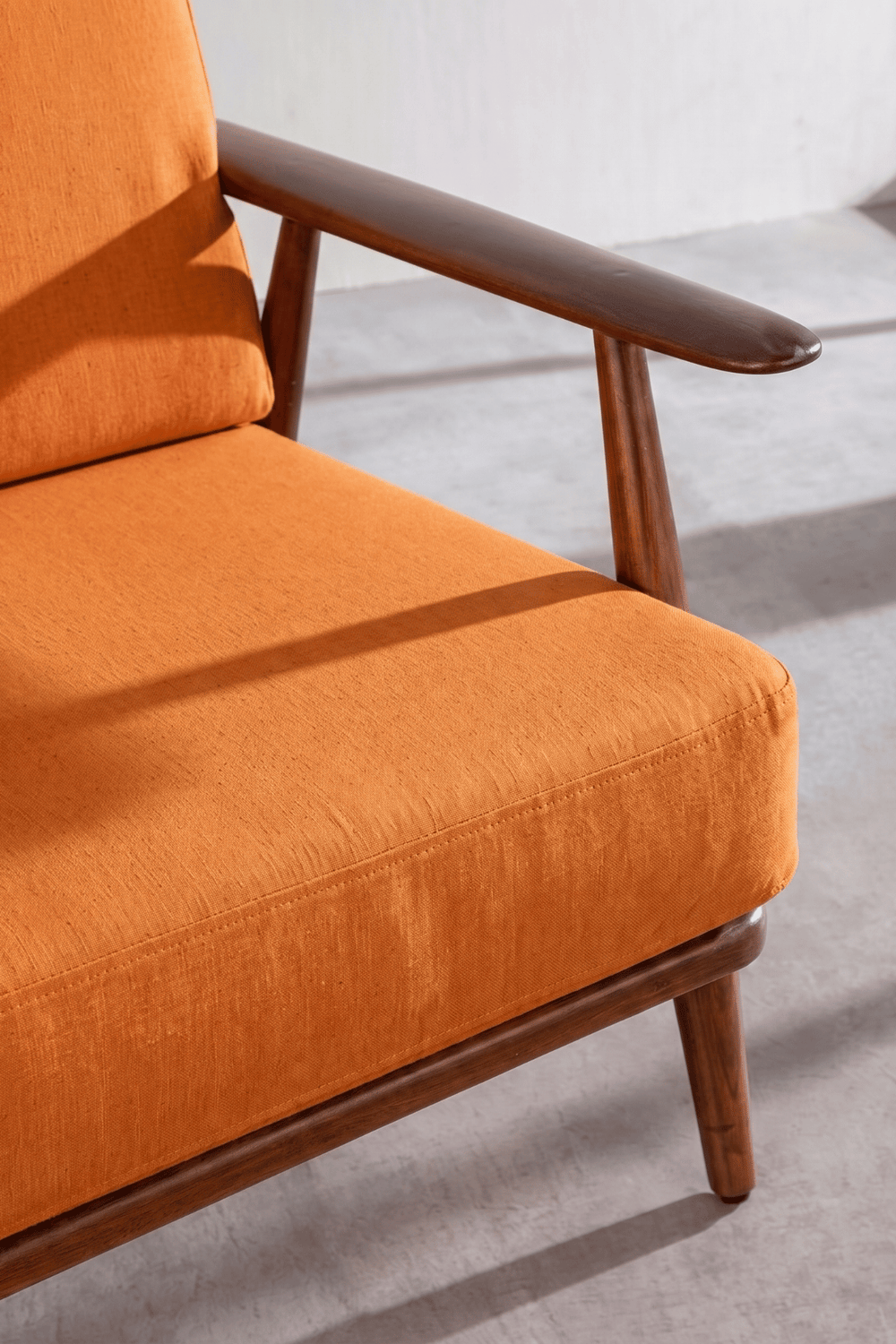 Upholstered Bundle Inni Sofa in Raffia Ginger Orange Fabric