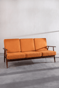 Upholstered Bundle Inni Sofa in Raffia Ginger Orange Fabric