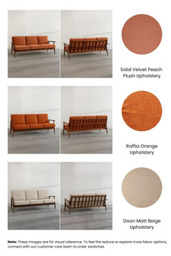 Upholstered Bundle Inni Sofa in Peach Velvet Fabric