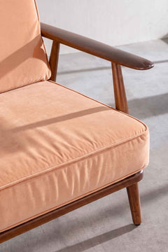 Upholstered Bundle Inni Sofa in Peach Velvet Fabric