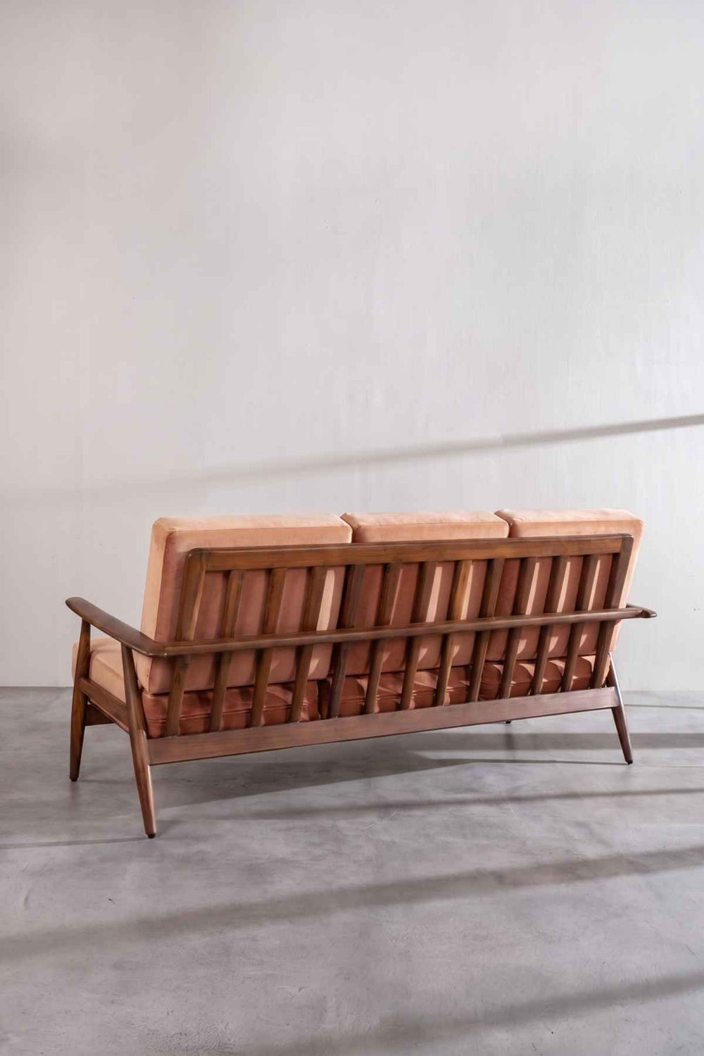 Upholstered Bundle Inni Sofa in Peach Velvet Fabric