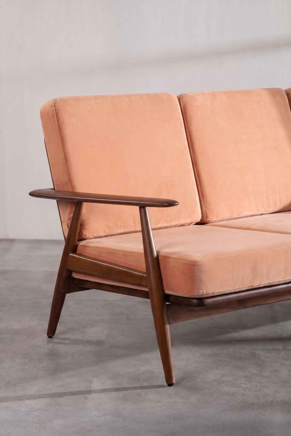 Upholstered Bundle Inni Sofa in Peach Velvet Fabric