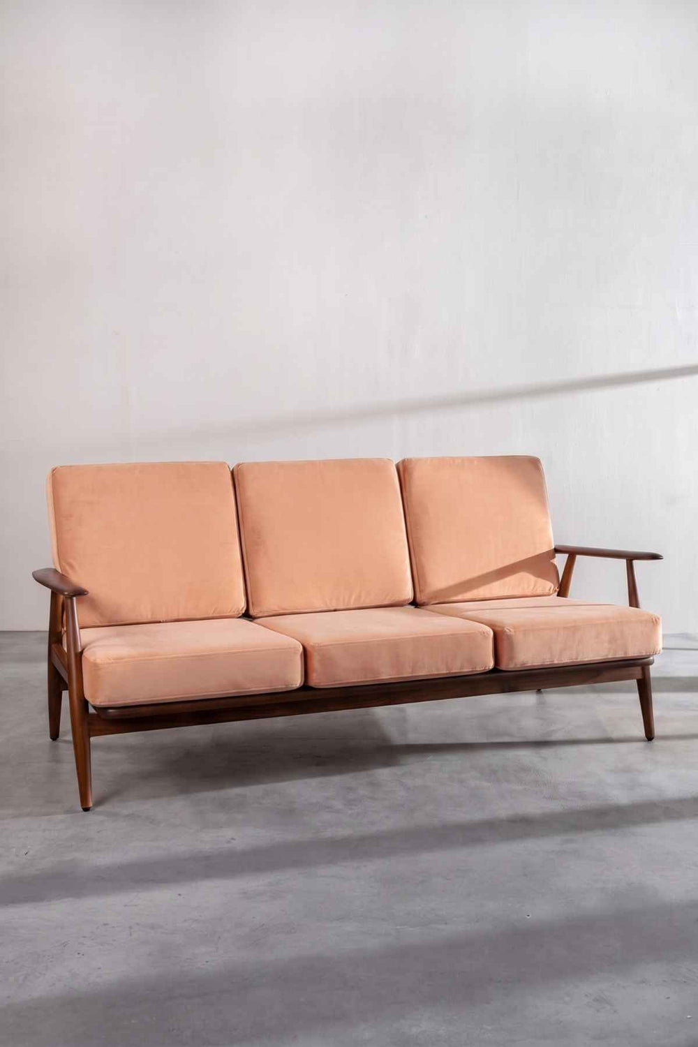 Upholstered Bundle Inni Sofa in Peach Velvet Fabric
