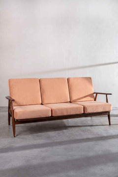 Upholstered Bundle Inni Sofa in Peach Velvet Fabric