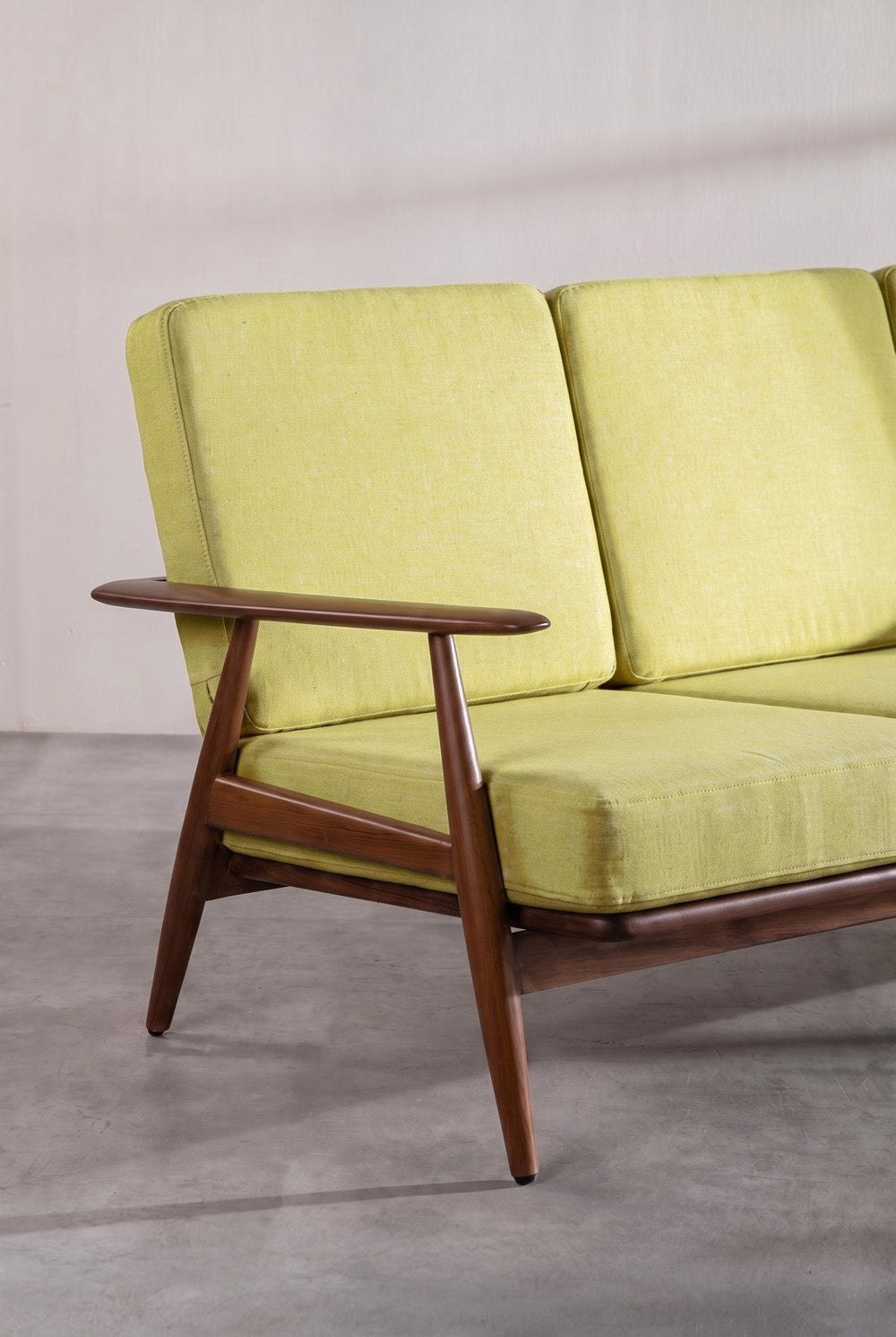 Upholstered Bundle Inni Sofa in Solid Twisted Herbal Green Fabric