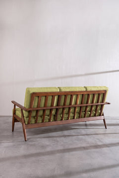 Upholstered Bundle Inni Sofa in Solid Twisted Herbal Green Fabric