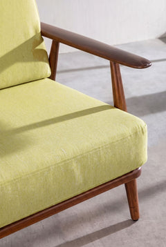 Upholstered Bundle Inni Sofa in Solid Twisted Herbal Green Fabric