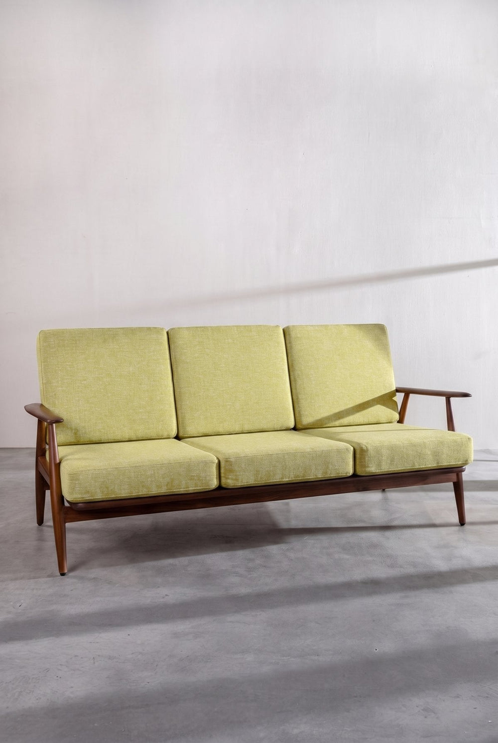 Upholstered Bundle Inni Sofa in Solid Twisted Herbal Green Fabric