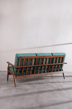 Upholstered Bundle Inni Sofa in Raffia Turquoise Fabric