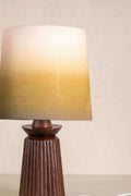 Lighting Bundle Inti Wood Table Lamp with Akshaya Taper Lampshade (Olive Green)