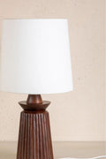 Lighting Bundle Inti Wood Table Lamp with Solid Taper Lampshade (Off White)