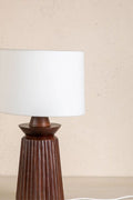 Lighting Bundle Inti Wood Table Lamp with Solid Drum Lampshade (Off White)