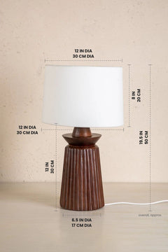 Lighting Bundle Inti Wood Table Lamp with Solid Drum Lampshade (Off White)