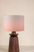 Lighting Bundle Inti Wood Table Lamp with Tama Drum Lampshade (Soft Pink)
