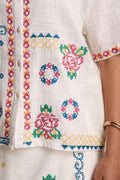 TOPS Jaipur Rose Boxy Crop Shirt (White Mist)