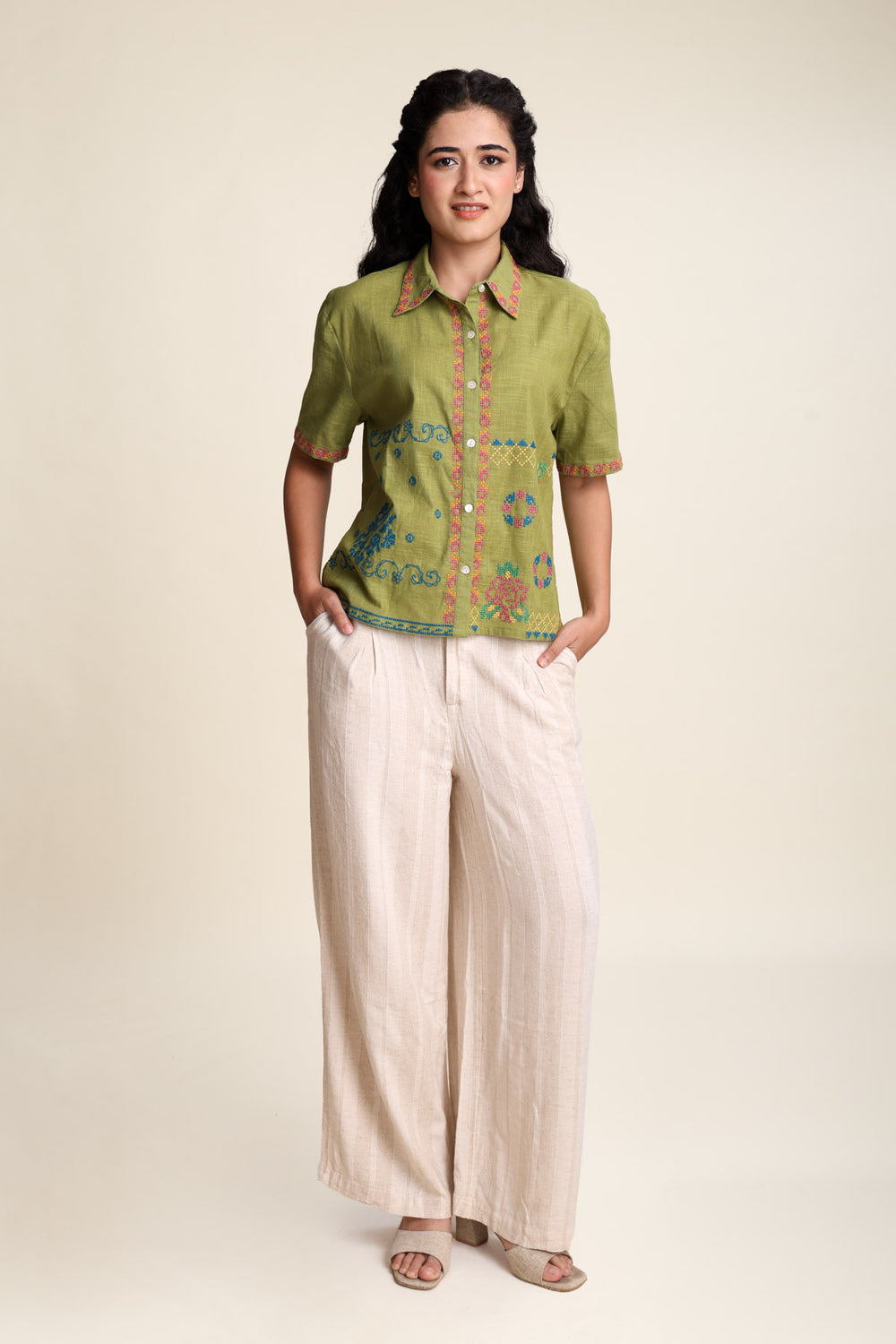 TOPS Jaipur Rose Boxy Crop Shirt (Midday Meadow)