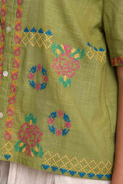 TOPS Jaipur Rose Boxy Crop Shirt (Midday Meadow)