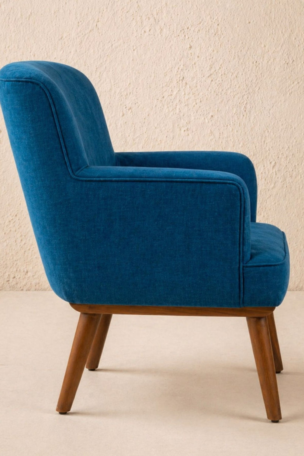 Upholstered Bundle Kabo Accent Chair in Indigo Velvet Fabric
