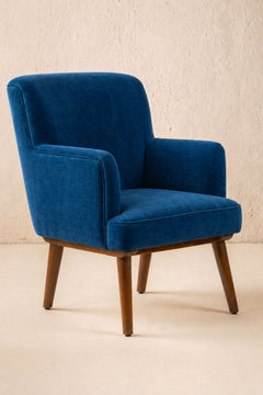 Upholstered Bundle Kabo Accent Chair in Indigo Velvet Fabric
