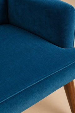 Upholstered Bundle Kabo Accent Chair in Indigo Velvet Fabric