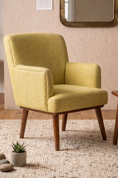 Upholstered Bundle Kabo Accent Chair in Lime Zest Raffia Fabric