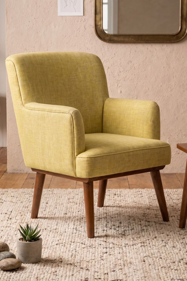 Upholstered Bundle Kabo Accent Chair in Lime Zest Raffia Fabric