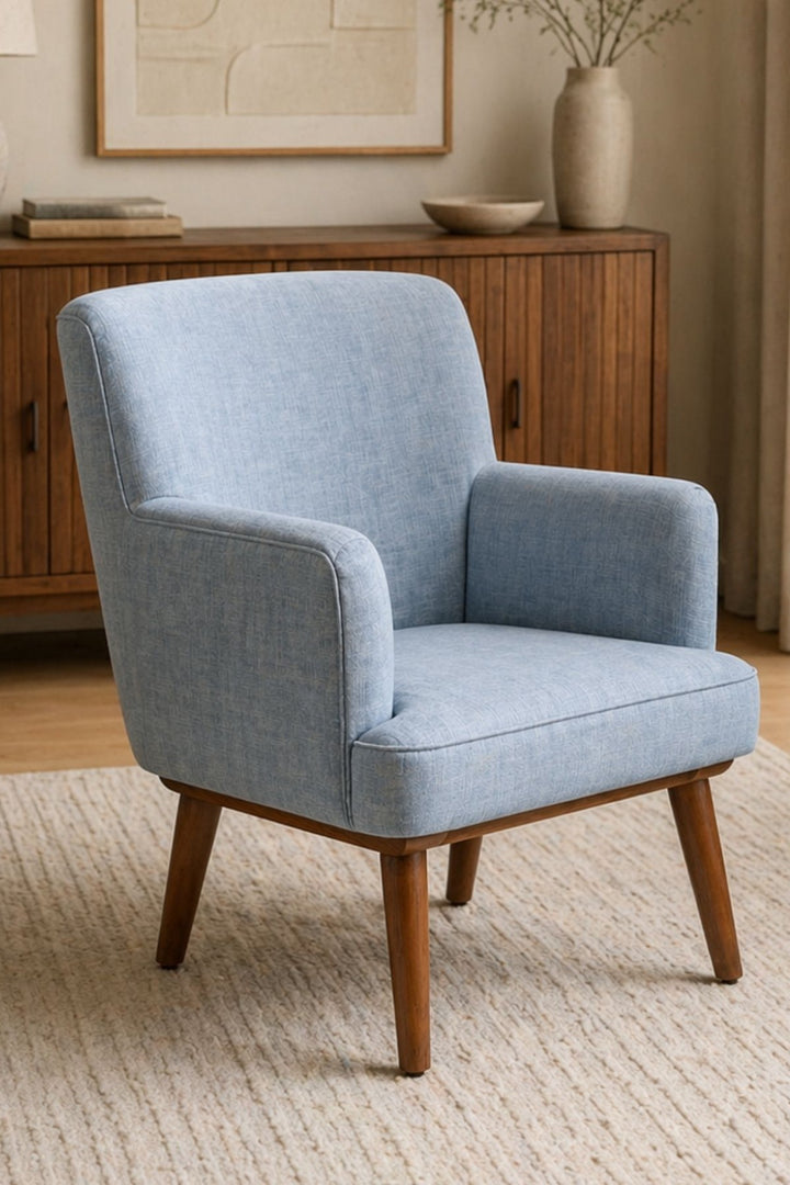 Upholstered Bundle Kabo Accent Chair in Raffia Misty Grey Fabric