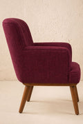 Upholstered Bundle Kabo Accent Chair in Raffia Plum Red Fabric