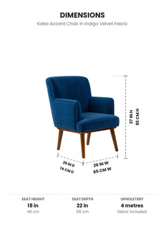 Upholstered Bundle Kabo Accent Chair in Indigo Velvet Fabric
