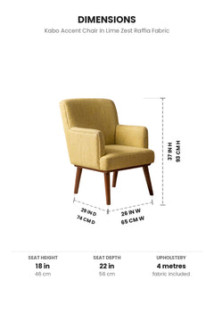 Upholstered Bundle Kabo Accent Chair in Lime Zest Raffia Fabric