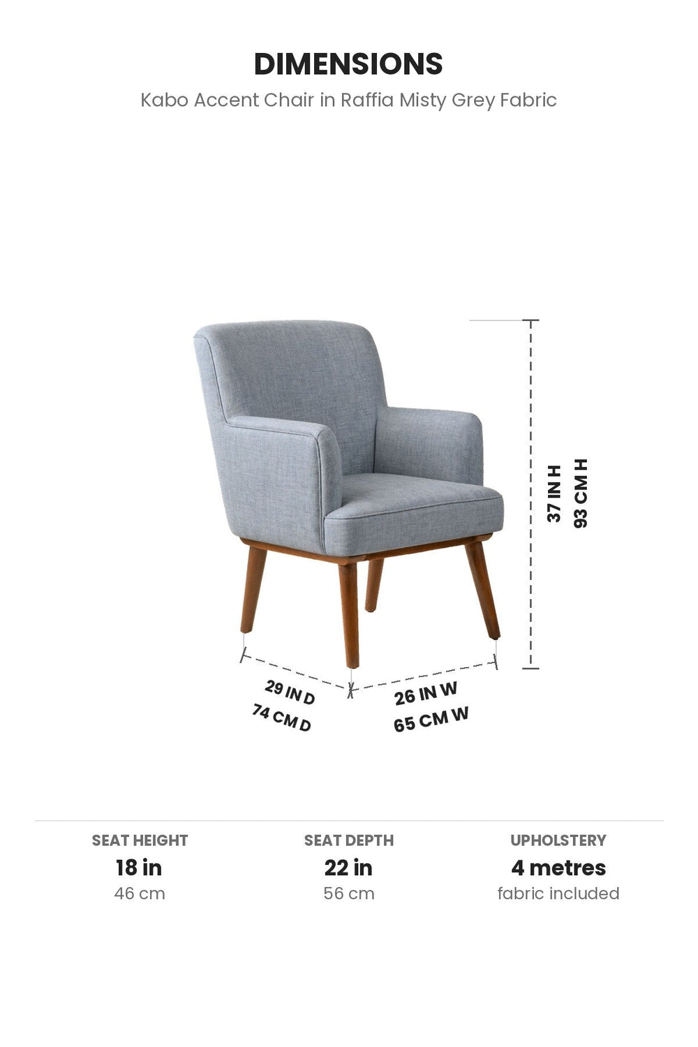 Upholstered Bundle Kabo Accent Chair in Raffia Misty Grey Fabric